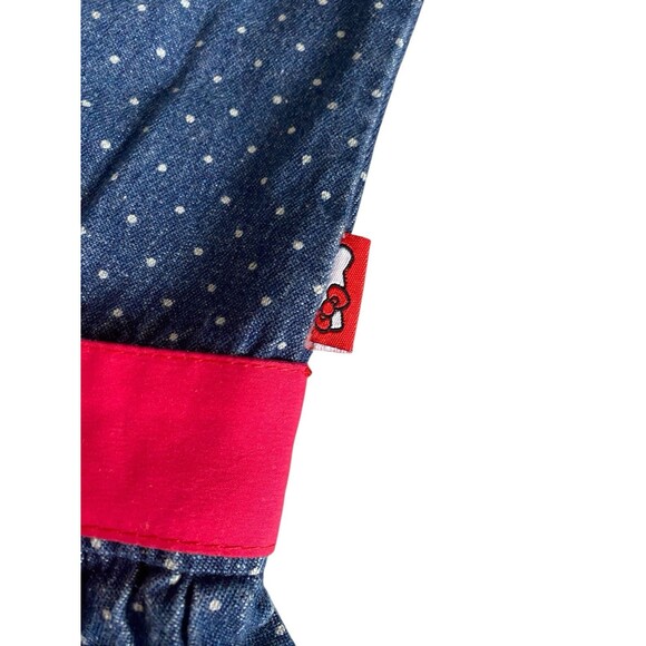 Hello Kitty Girls Denim Dress Size 6 Blue Polka Dot Pink Belt Embroidered READ - Picture 5 of 10